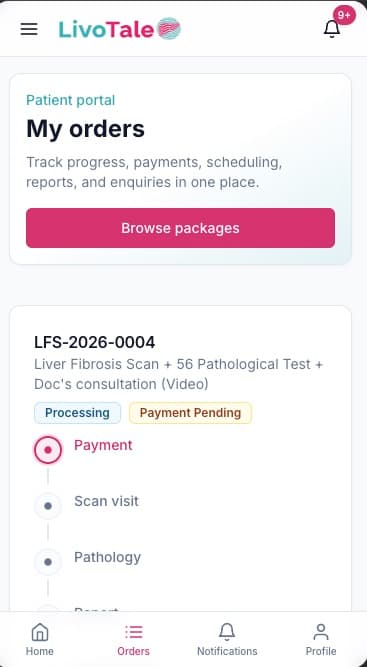 LivoTale patient my orders list