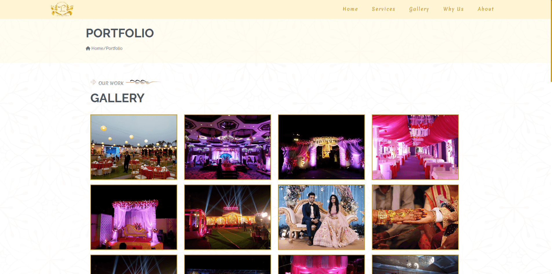 Prime Event & Wedding gallery portfolio grid