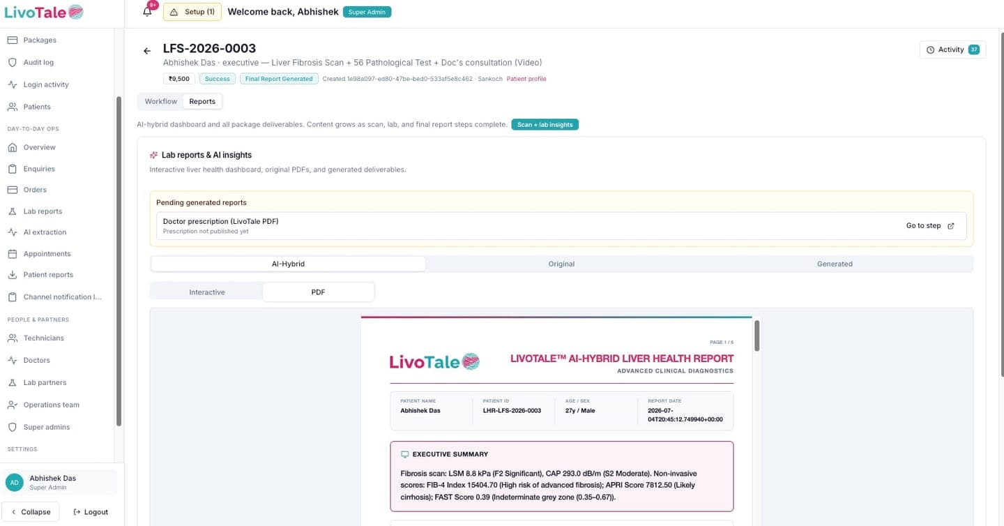 LivoTale AI-hybrid liver health report in order detail